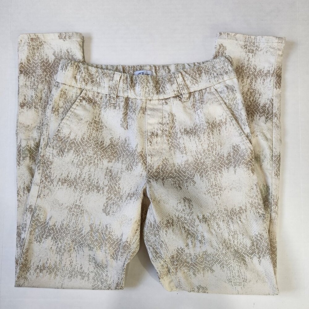 Bevy Flog Dafna Pull On Pant 24 Ivory Geo Faded Diamond Print Skinny Stretch - Picture 8 of 10